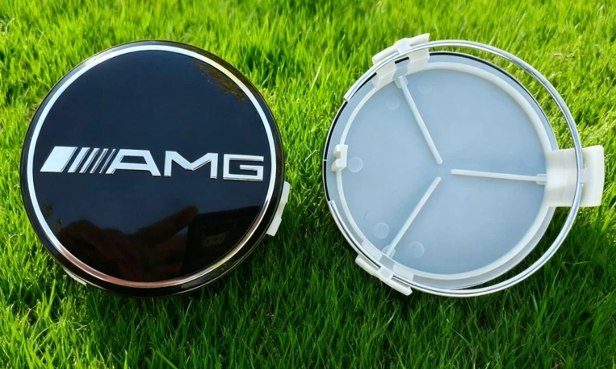 4 x 75mm / 3 INCH AMG WHEEL CENTER HUB CAPS FOR MERCEDES BENZ C E CLS S B NEW Foto 4 de 4