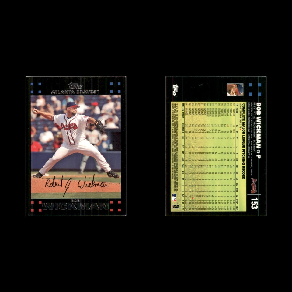Tarjeta de béisbol Bob Wickman #153 2007 Topps Atlanta Braves MLB casi nueva Foto 3 de 3