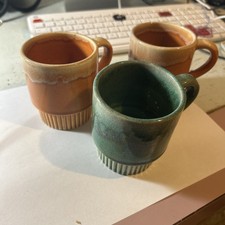Vintage Drip Glaze Mugs Set Of 3 Made in Japa...