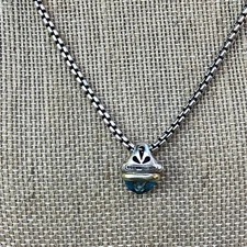 David Yurman Sterling Silver Blue Topez Pendant Cable Chain 585925 Necklace