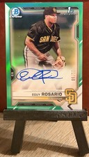 2021 Bowman Chrome Eguy Rosario Auto Green Refractor 1st Prospect #/99 Padres