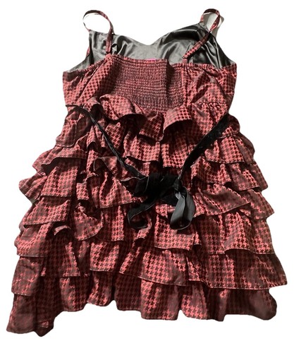 Abito donna con volant Torrid x Betsy Johnson taglie forti 24 rosso nero pied de poule - Foto 2 di 5