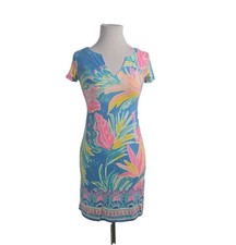 Lilly Pulitzer Floral Jersey Rayon Short Sleeve Dress Size XXS
