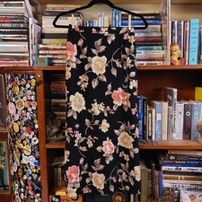 Vintage black floral floor length skirt.