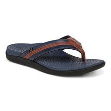 BEST SELLER!!! Vionic Men's Tide II Toe Post Sandal Navy Brown Medium Width AUTH
