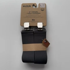 WELCH Workwear 2” Casual X-Back Clip On Suspenders Large 34-50” Long Gray Adjust