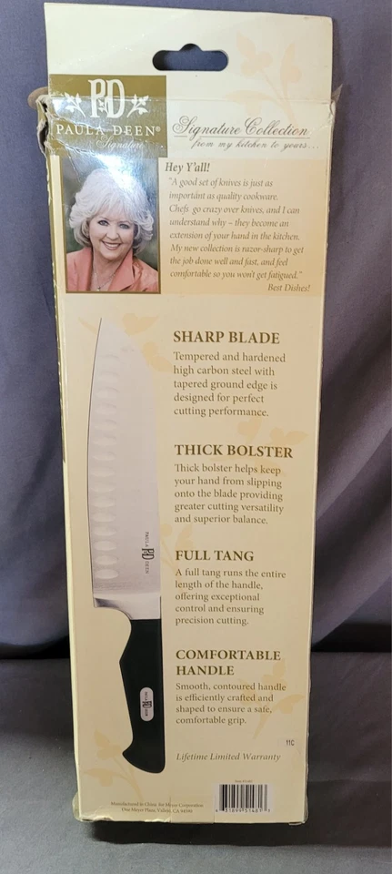 Juego de cuchillos Paula Deen 2 piezas Santoku asas negras cocina chef nuevo Foto 3 de 3