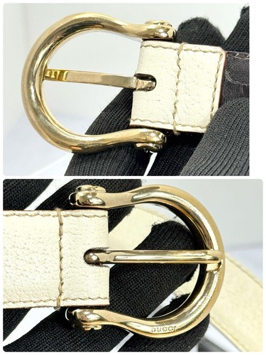 GUCCI Rare Heart Cadena Heart Lock Chain Leather Belt 85/34 155104 White - Picture 4 of 24
