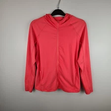 Layer 8 Women's Athletic Active Full Zip Up Gym Running Jacket Small Hooded Pink