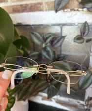 Marchon Airlock Gold BRILLIANCE 203  Eyeglasses with Crystals FRAME ONLY