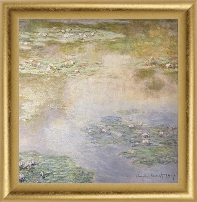 Claude Monet  Water Lillies 1907 Painting Canvas Wall Art Framed 18 x18 
