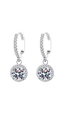 Elegant Sparkling 925 Sterling Silver 1 Carat Moissanite Round Earrings- Luxury
