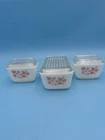 PYREX - GOOSEBERRY REFRIGERATOR Set Of 3- 2 501 B & 1 502 W/ Lids