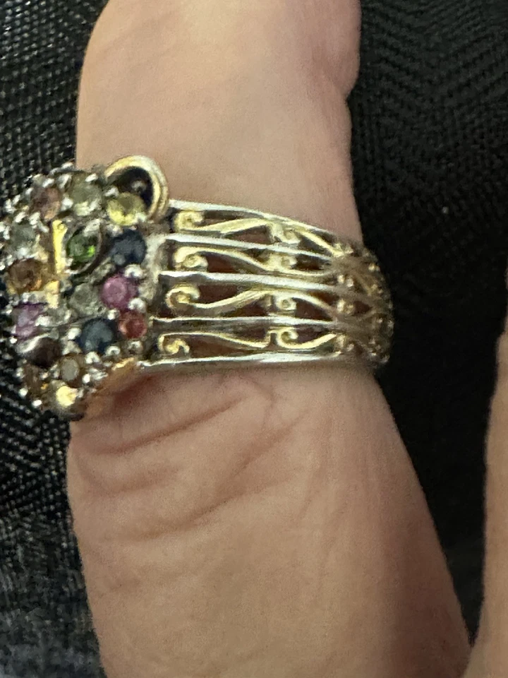 MICHAEL VALITUTTI NH STERLING multi SAPPHIES & CHROME DIOPSIDE PANTHER RING 9.25 - Image 4 of 4