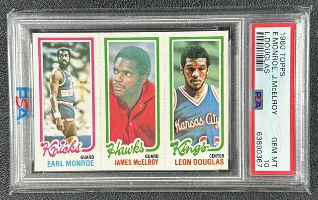 EARL MONROE JAMES MCELROY LEON DOUGLAS PSA 10 1980-81 TOPPS GEM MINT 0367
