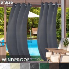 Waterproof Outdoor Curtains Blackout Pergola Patio Top & Bottom Windproof Drapes