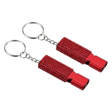 Emergency Whistle with Keychain, 2Pcs Bling Safety Whistles, Red