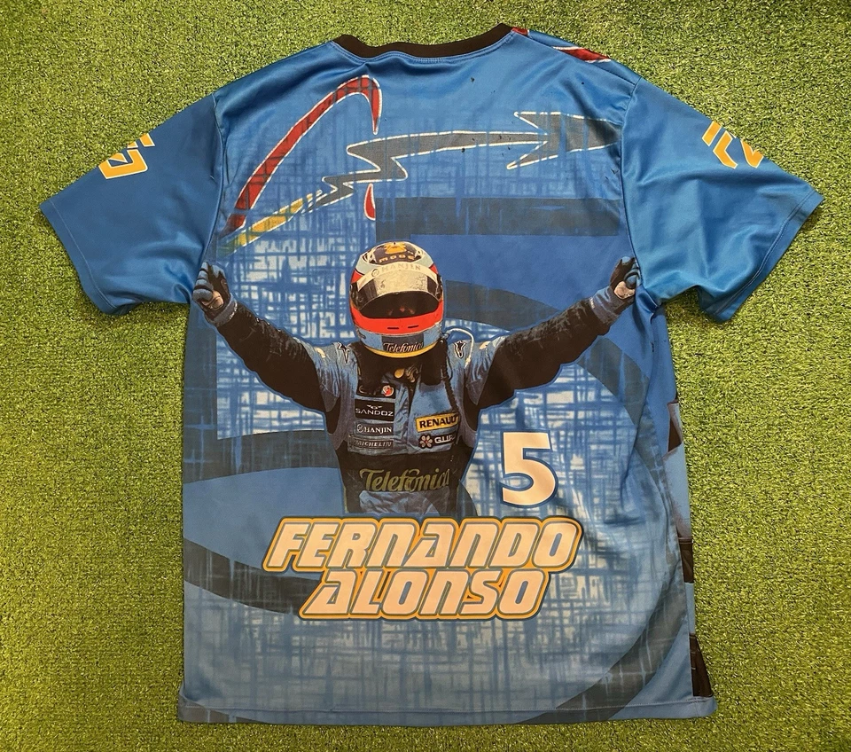 Vintage Fernando Alonso T Shirt Mens XL Renault Racing AOP World Champion VTG - Image 2 of 4