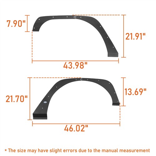 Hooke Road Front Rear Fender Flare Deletes Trim Cover For 07-18 Jeep Wrangler JK - Picture 8 of 13