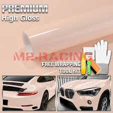 High Gloss Pale Pink Glossy Car Vinyl Wrap Sticker Decal Sheet Film Air Release