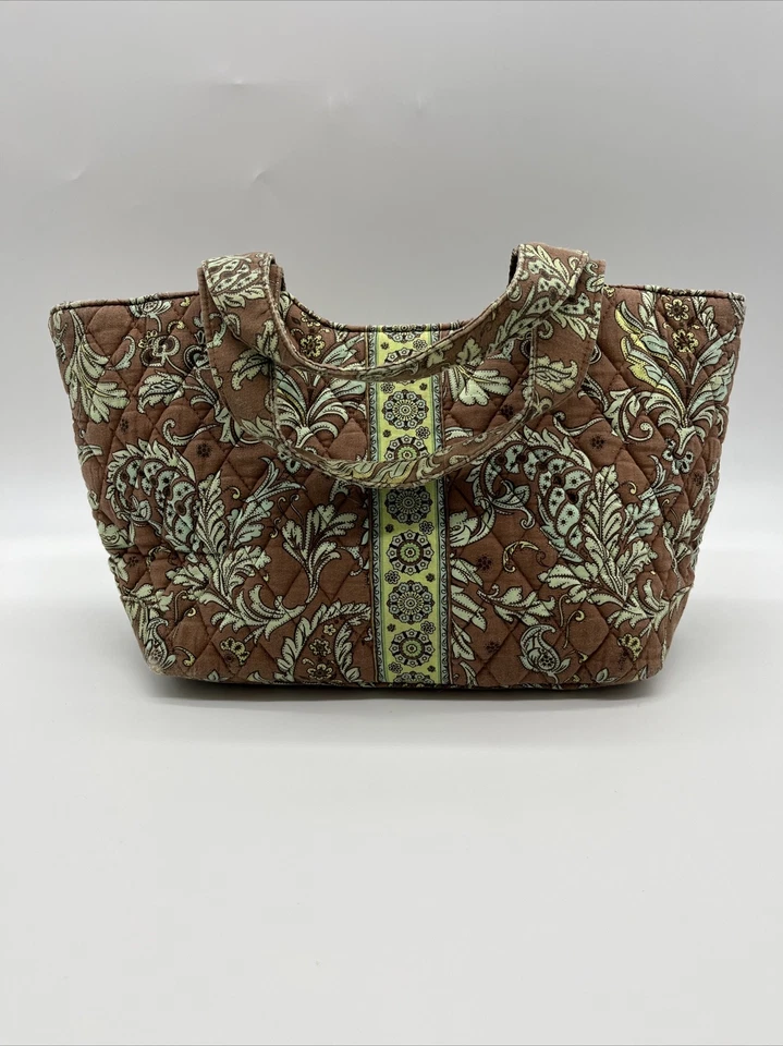 Maggi B 绗缝钱包棕色和绿色五口袋手提包花卉几何图案 — 第 4/4 张图片