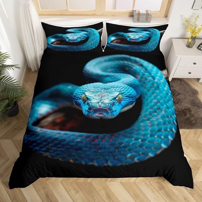 Blue Snake Duvet Cover Queen for Boys Girls 90''x90'', Cyj7021 
