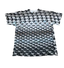 Vintage Andazia MC Escher Fish Animal Nature All Over Print Art Tee Shirt Sz XL