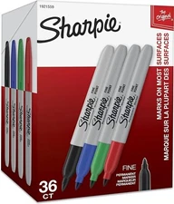 Sharpie Permanent Markers, Fine Point, 1 Count (Pack of 36), Assorted