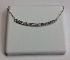 10K REAL WHITE GOLD 0.33ct Diamond Bar Design Pendant 19" Chain NECKLACE 1.7g