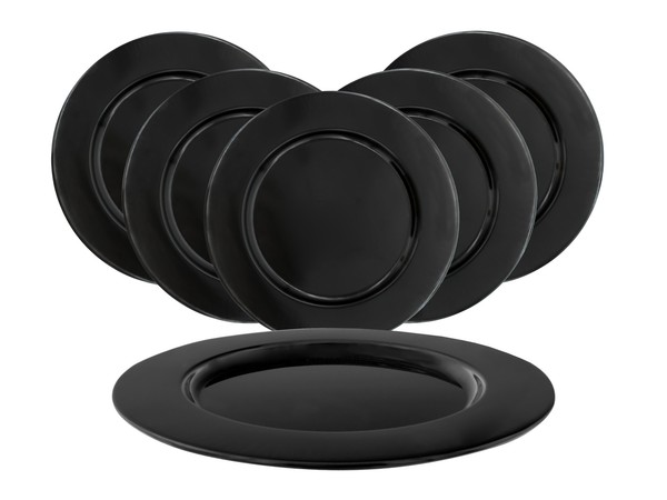 Aluminium Tablett 33Cm Schwarz - 6Er Set - Kerzen Teller Geschenk Servier Schale-image