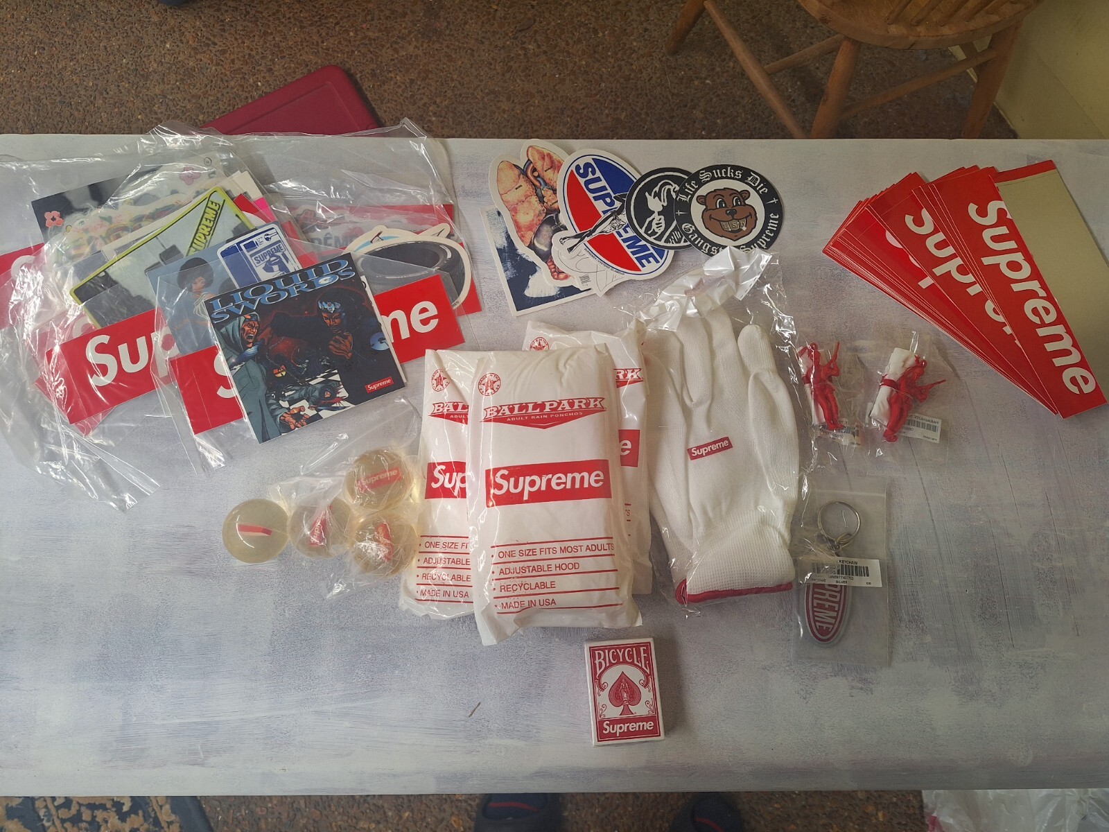 Supreme Sealed New Accessories Collectables Lot - Stickers, Gloves, Poncho, Ball