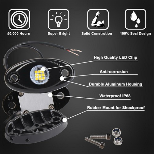 24Pcs White LED Rock Light Pods Underbody Glow Lamp Offroad SUV Pickup Truck UTV - Picture 5 of 12