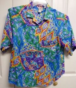 Tan-F-Jay-Blouse-Size-M-Bright-Multi-Color