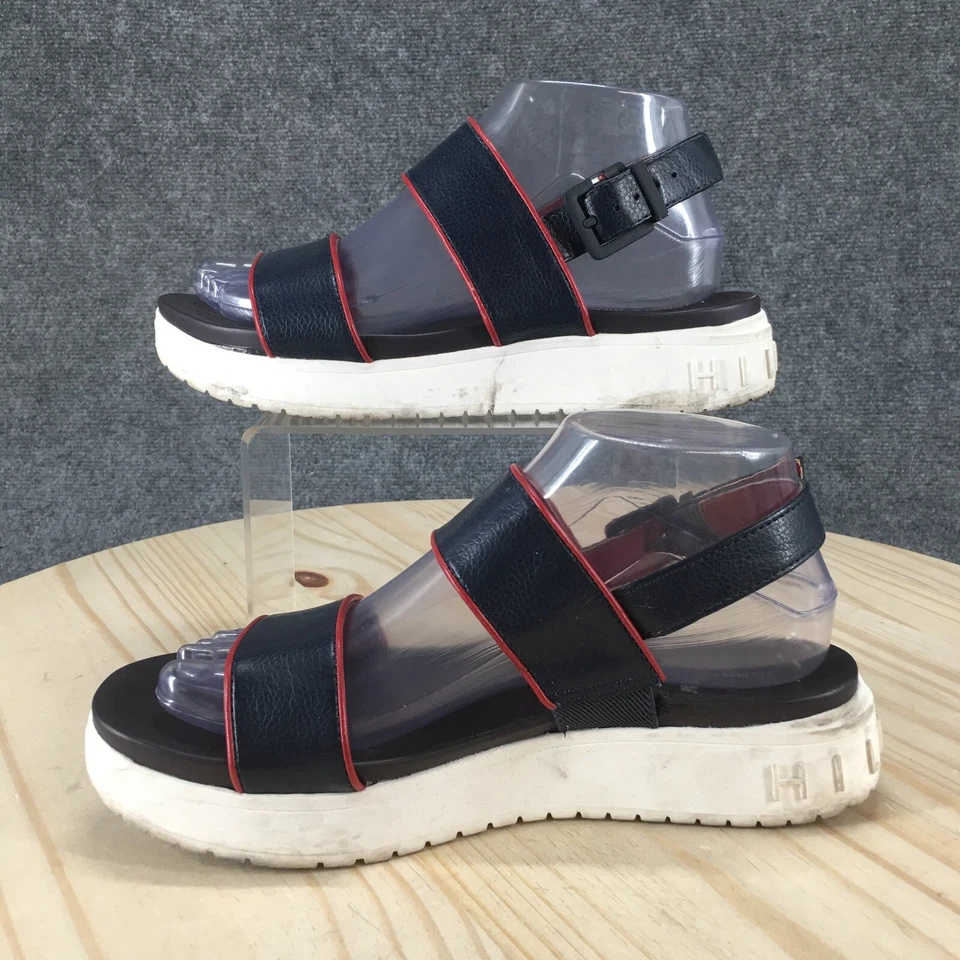 Босоножки женские Tommy Hilfiger 7,5 M с ремешками синие кожаные с пряжкой повседневные - Изображение 2 из 4