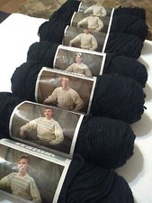 Vintage Ames Wintuk Yarn 3.5oz 4ply Color Black 341 Lot Of 7