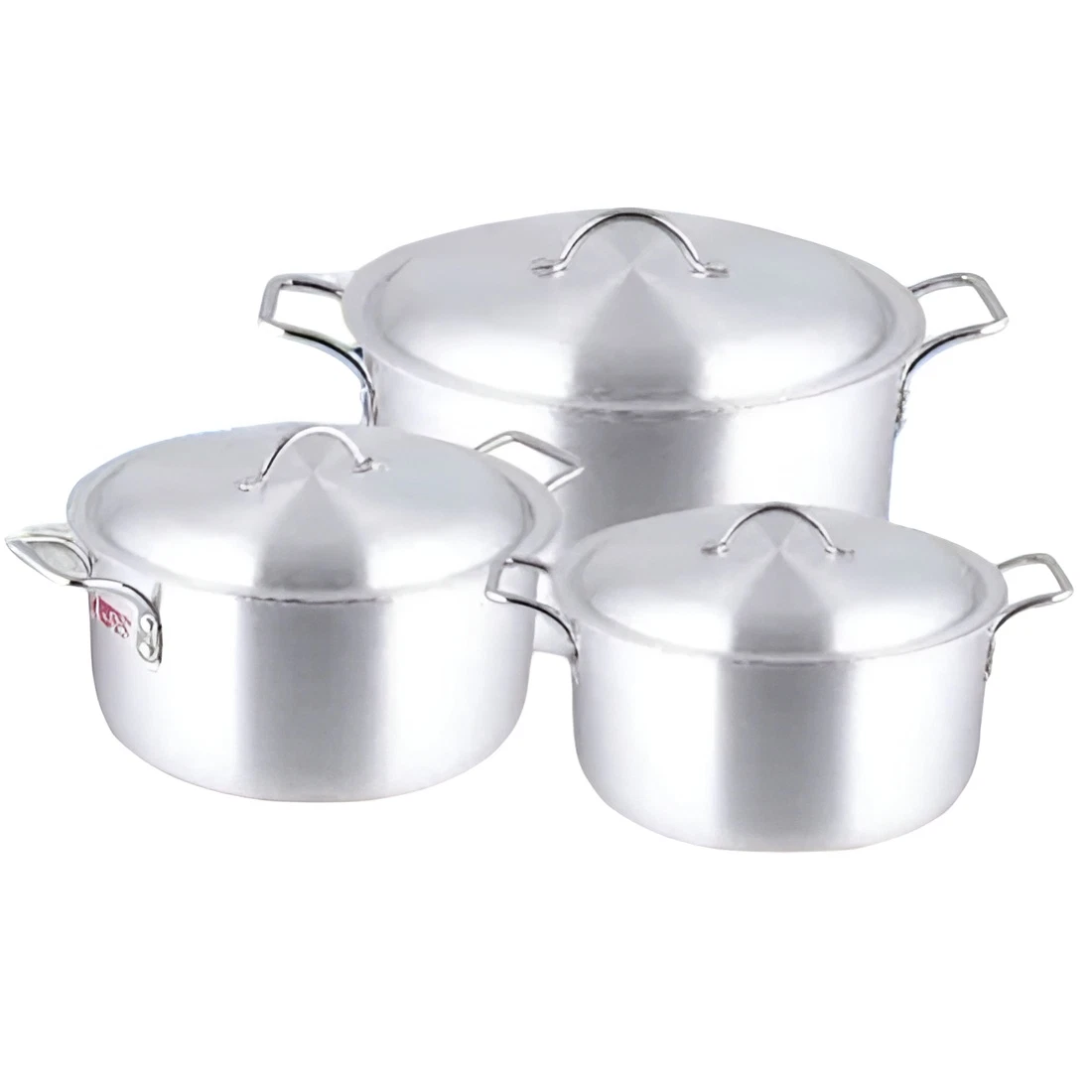 3Pcs Cookware Deep Pot Aluminum Stock Pots Pans with Lid Casserole 28 30 32CM