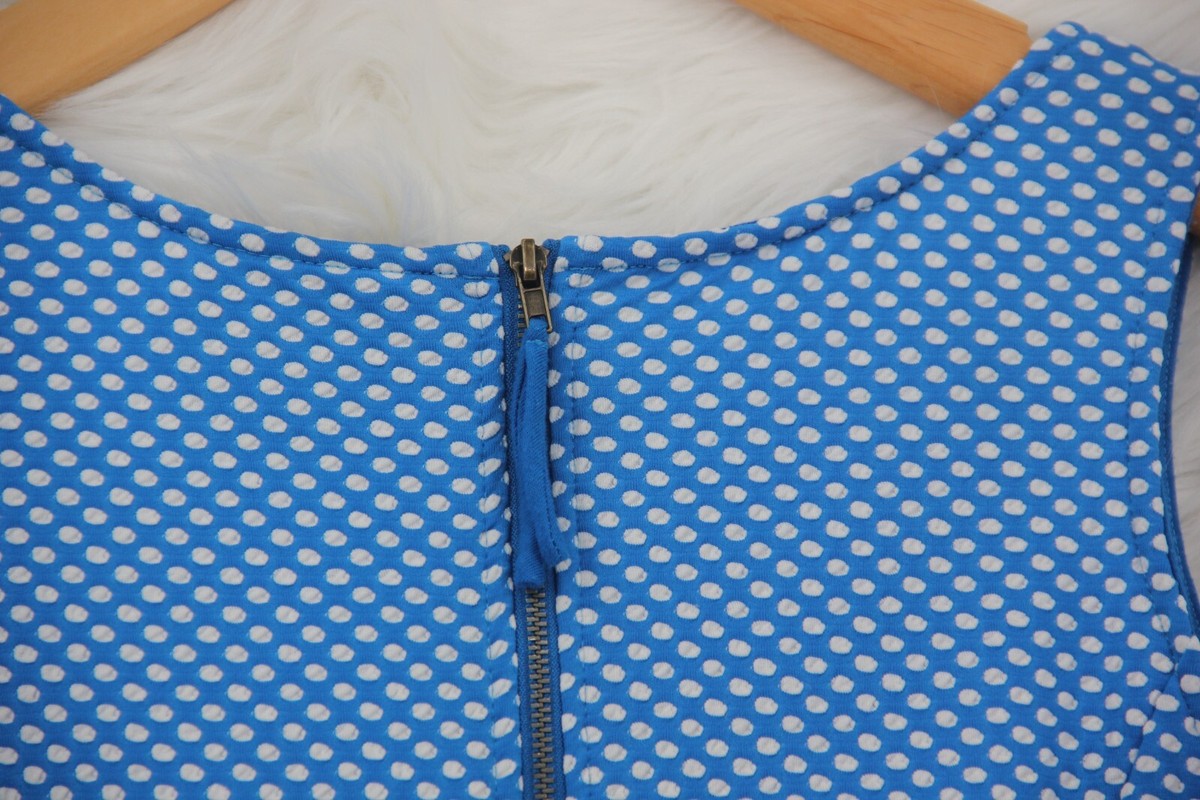 Anthropologie Mauve Blue Polka Dot Sleeveless Women's Dress L Preppy  Classic | eBay
