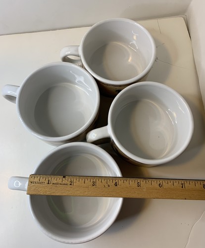 4 Ct. Stoneware Rooster/Chicken Soup Bowl Mug Cup w/Handle Checkered Border - Picture 6 of 7