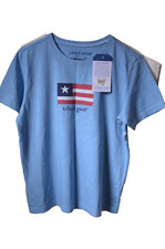 Life is good blue t-shirt with flag/ youth XL/NWT/100 cotton