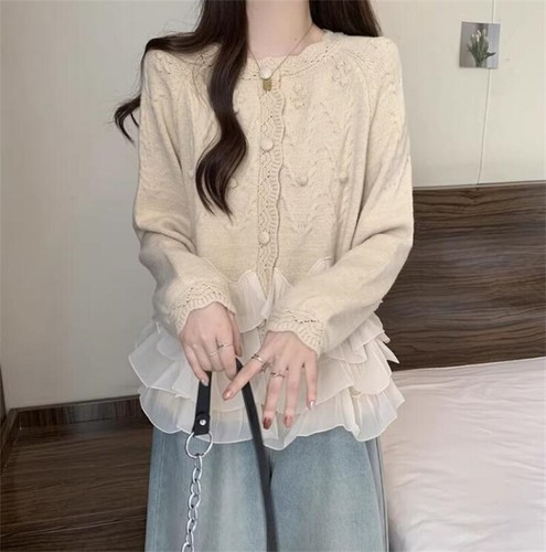 Japan Ruffle Jacket Women princess Ruffle Knit sweet Sweater Japanese Tops coat | eBay