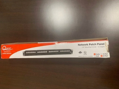 Quest Network patch panel, Cat5e 24-Port Keystone Patch Panel, Black