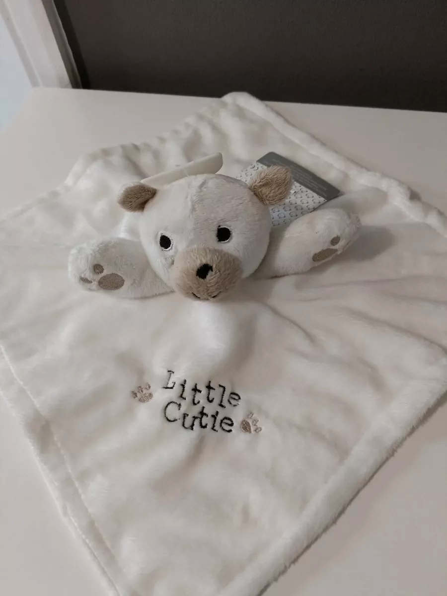 Early Days Primark White Teddy Bear Baby Little Cutie Comfort Blanket Plush NEW