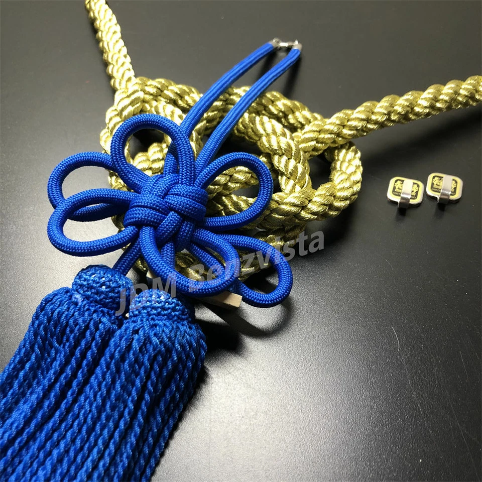 Jp Azul Kiku Nudo Dorado Cuerda Kintsuna Lujo Coche Espejo Retrovisor Dije Colgante Foto 2 de 4