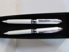 Bill Blass by cross ball point/bk & Pencil 0.9mm set - white & chrome - NEW
