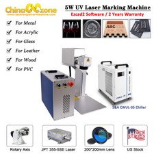 JPT 335-5W UV Laser Marking Engraver Machine For Glass Plastic & Water Chiller