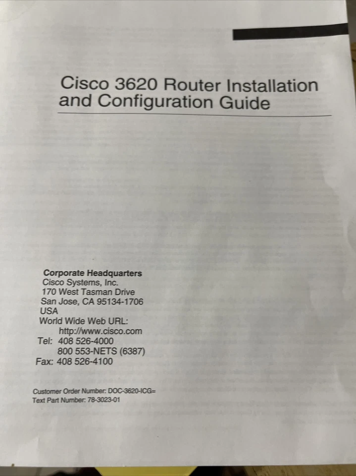 Cisco  3620 Router Installation and Configuration Guide Book - Image 2 of 4