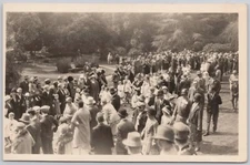 Antique US Real Photo Postcard RPPC People Crowd Marching Band