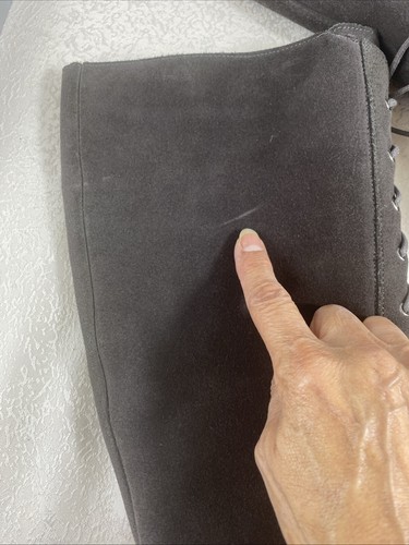 Stivali equitazione Steve Madden taglia 7 pelle grigio scuro tacco grosso dettagli stringati - Foto 13 di 19
