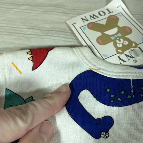 Vintage NWT Dinosaur Body Suit 18 Months Primary Color Print Dino One Piece H1 - Picture 7 of 10