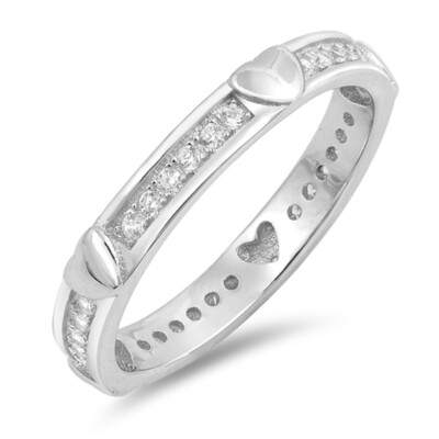 Clear CZ Fashion Heart Love Ring New .925 Sterling Silver Clear CZ Fashion Heart Love Ring New .925 Sterling Silver